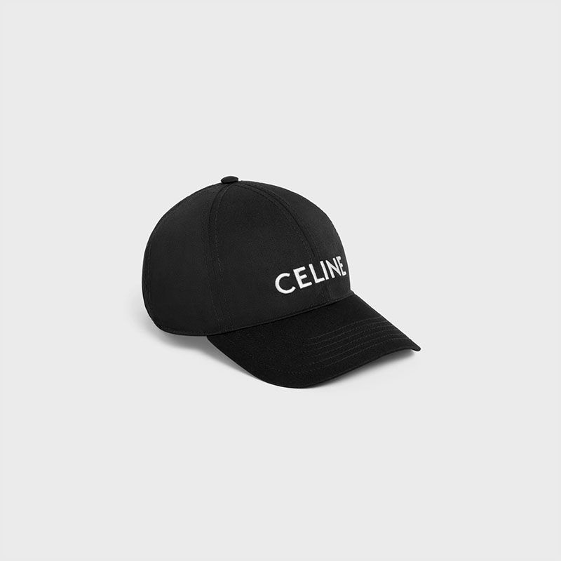 Celine Embroidery Baseball Cap in Cotton Black