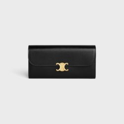 Celine Large Bi-Fold Wallet in Shiny Calfskin Black