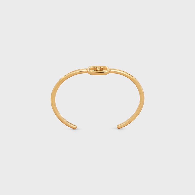 Celine Maillon Triomphe Thin Cuff Bracelet in Brass with Gold Finish Gold