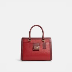 Coach Grace Carryall in Colorblock Pebble Leather Red/Burgundy