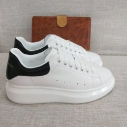 Alexander Mcqueen Oversized Sneakers Unisex Calf Leather with Leather Heel White/Black