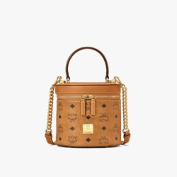 MCM Small Cylinder Crossbody In Visetos Brown