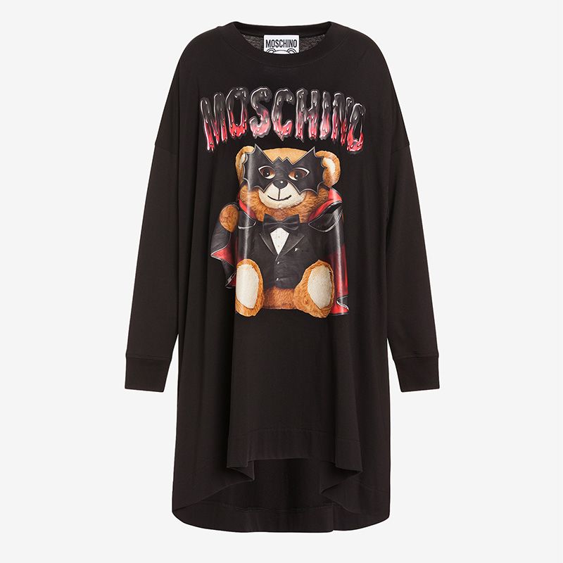 Moschino Bat Teddy Bear Jersey Dress Black