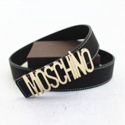 Moschino Logo Buckle Large Embossed Belt Black