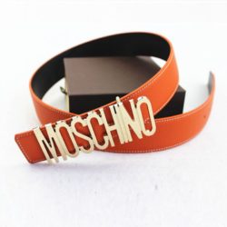 Moschino Logo Buckle Large Embossed Belt Orange