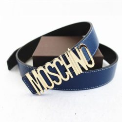 Moschino Logo Buckle Large Embossed Belt Navy Blue