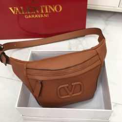 Valentino Small VLogo Belt Bag In Grainy Calfskin Brown