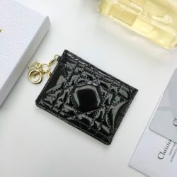Lady Dior Card Holder Patent Cannage Calfskin Black